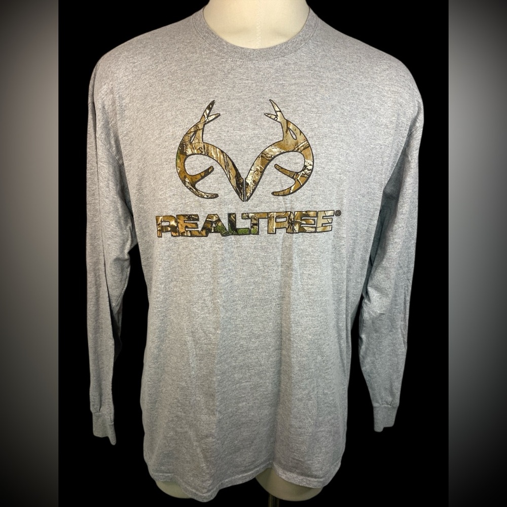 Realtree Camo Logo Gray Long Sleeve T Shirt Men’s 2XL